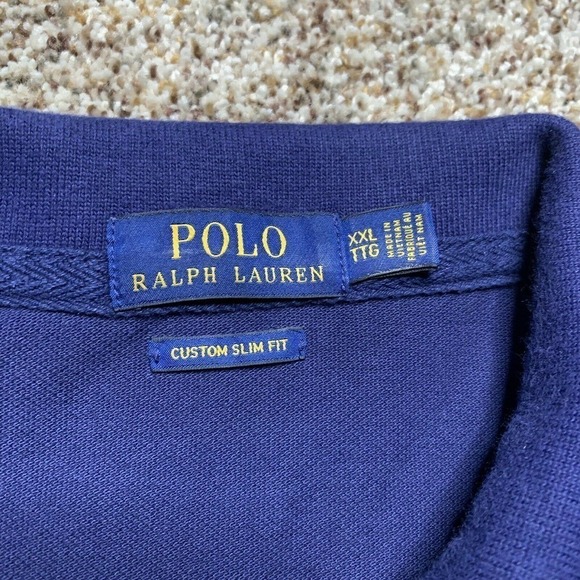 Polo Ralph Lauren Logo Button Up Shirt Embordered Mens Size XXL Slim Fit Blue - Picture 2 of 7
